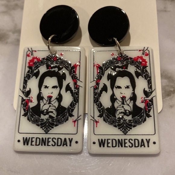 Wednesday Addams Halloween Earrings - Picture 3 of 3